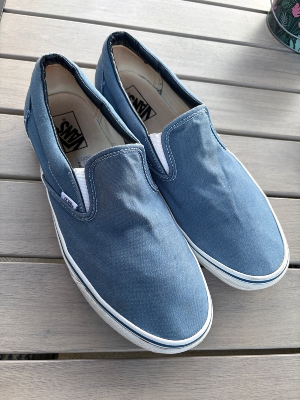 Vans Dusty Blue Canvas Slip Ons